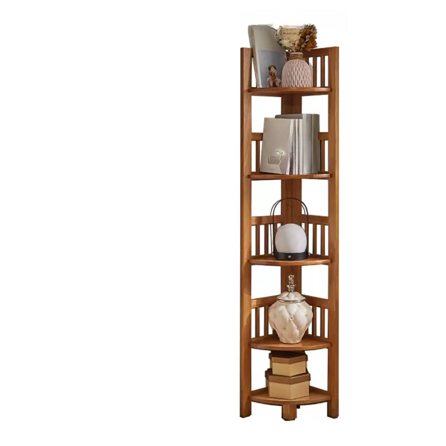 Simple Wooden Triangle Shelf Tower Open Corner Bookcase