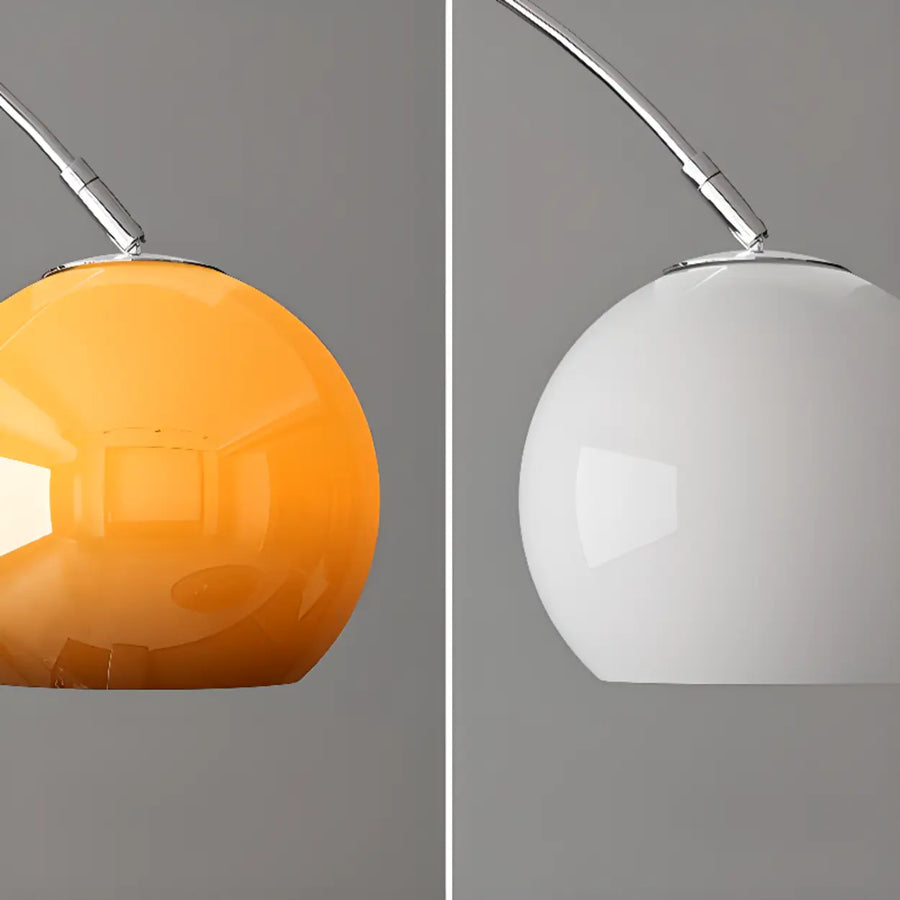 Sleek Adjustable Amber Glass Globe Arched Floor Lamp