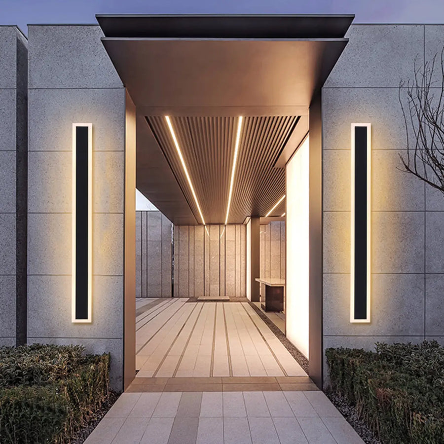 Slim Modern Black Vertical Outdoor LED Wall Light