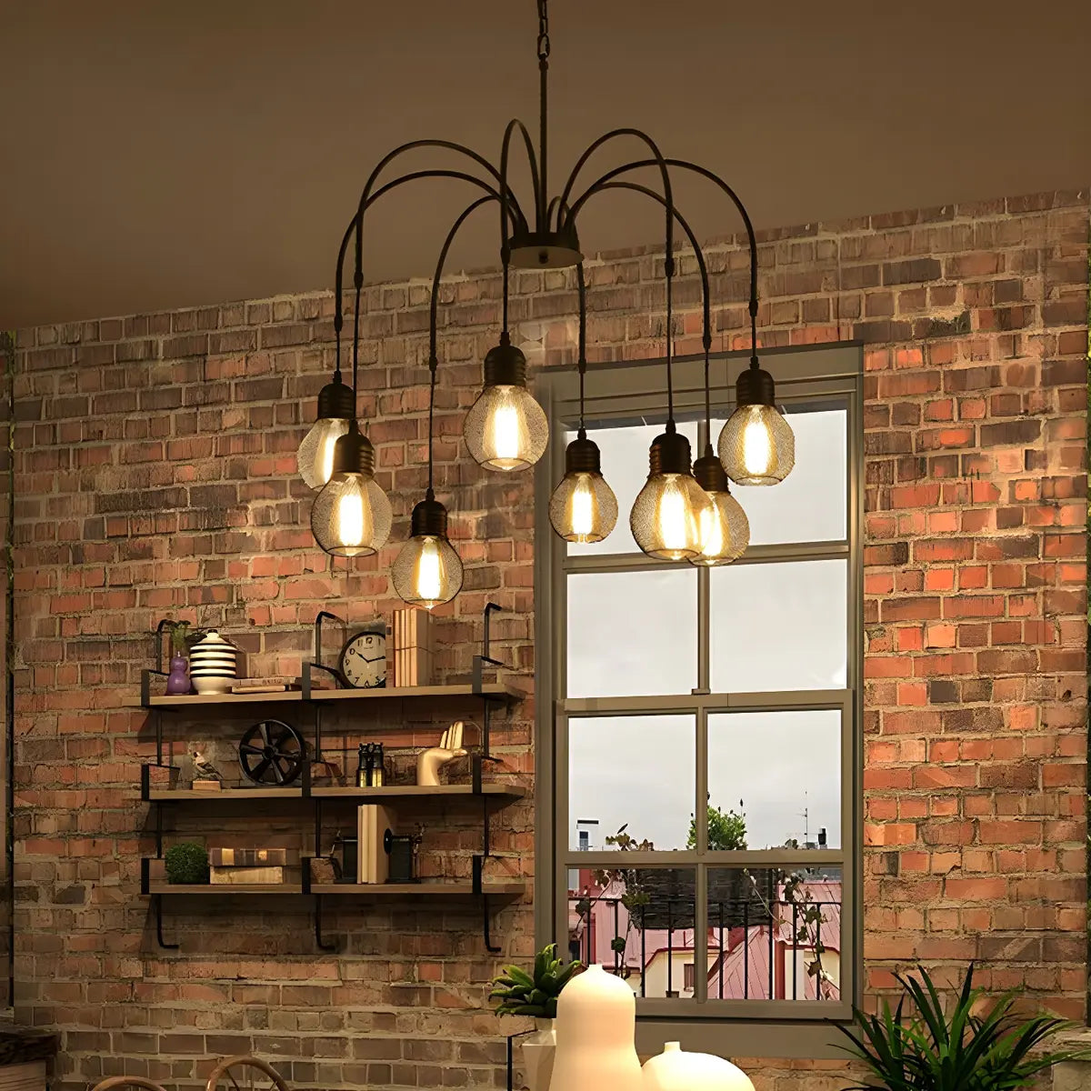 Spider Mesh Large Multi-Light Edison Bulb Chandelier