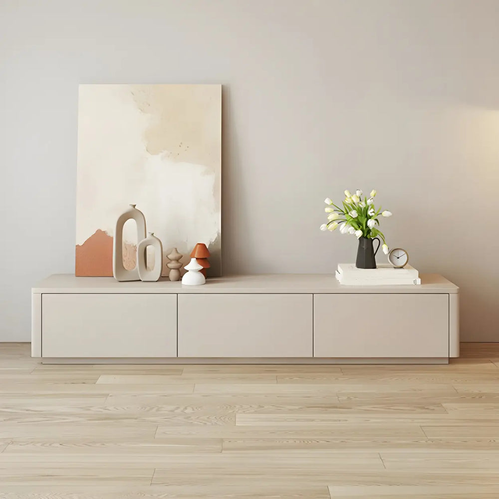 Stylish Milk Cocoa Wooden TV Stand with Drawers