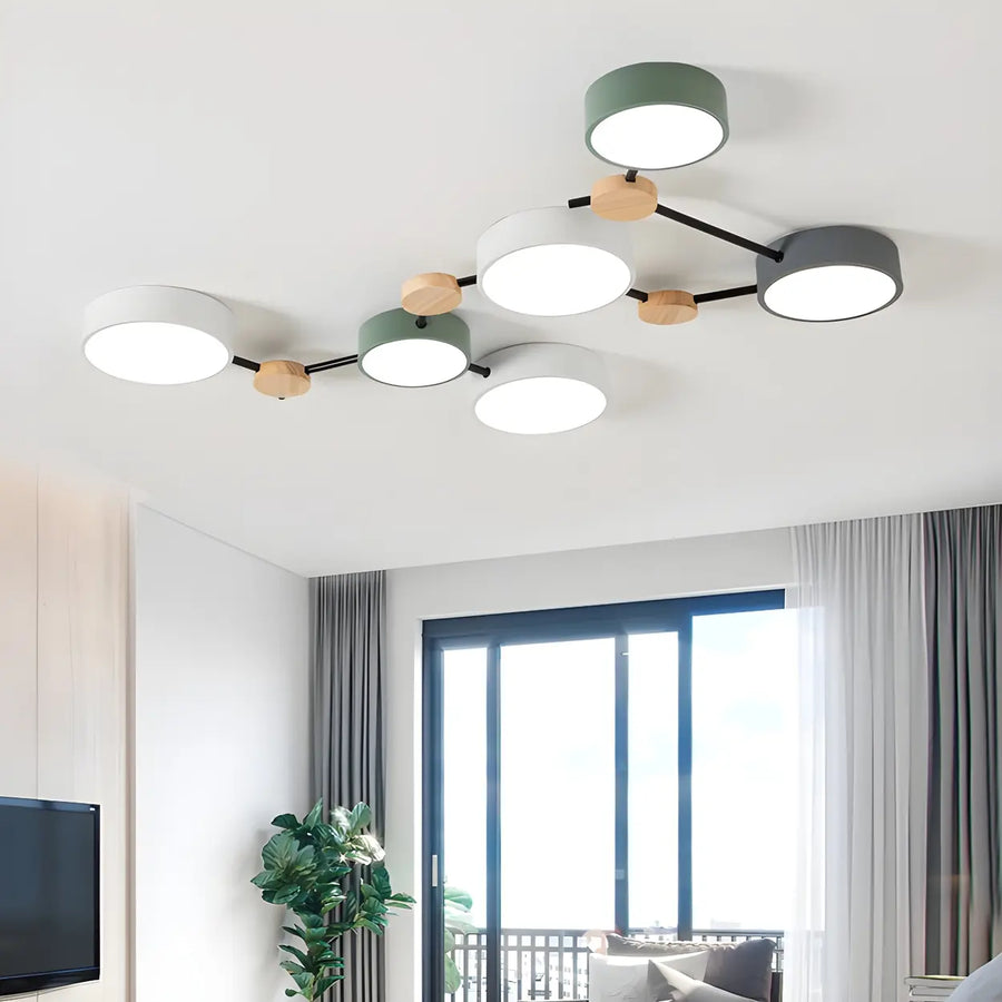Stylish Modular Round LED Semi-Flush Mount Lamp 4-Light