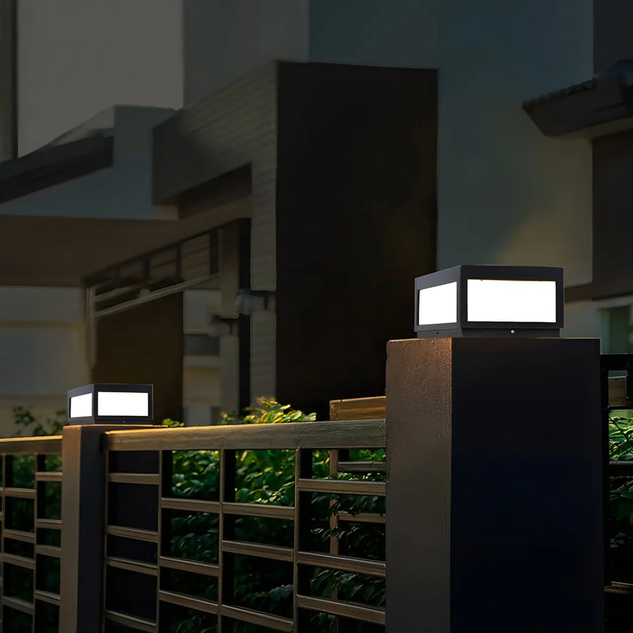 Minimalist Rectangular Cube Solar Outdoor Path Pillar Light