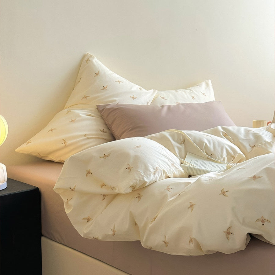 Swallow Bird Print Cotton Bedding Set