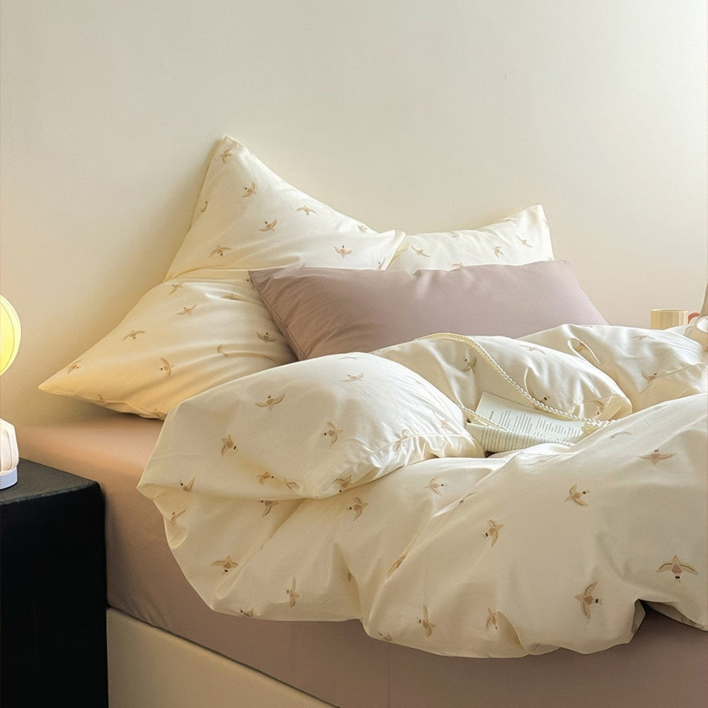 Swallow Bird Print Cotton Bedding Set