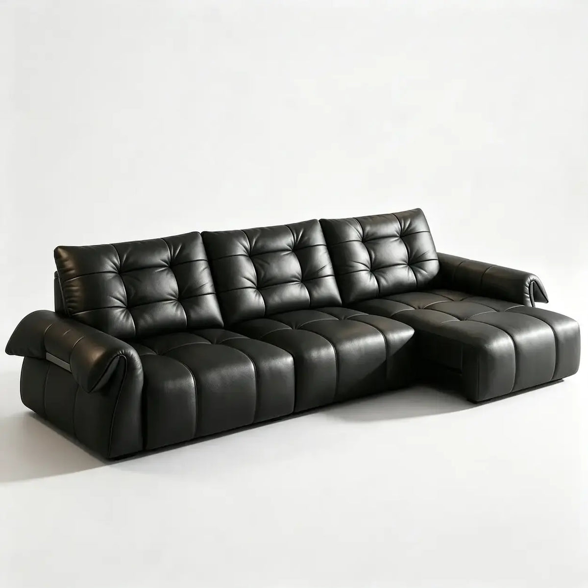 Top-Grain Leather Power Reclining Sofa with Sliding Chaise