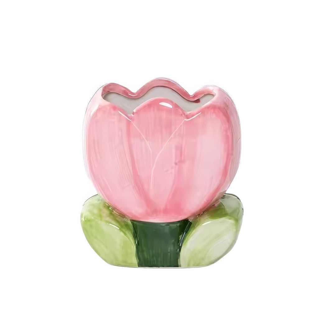 Pink Tulip Ceramic Pen Holder