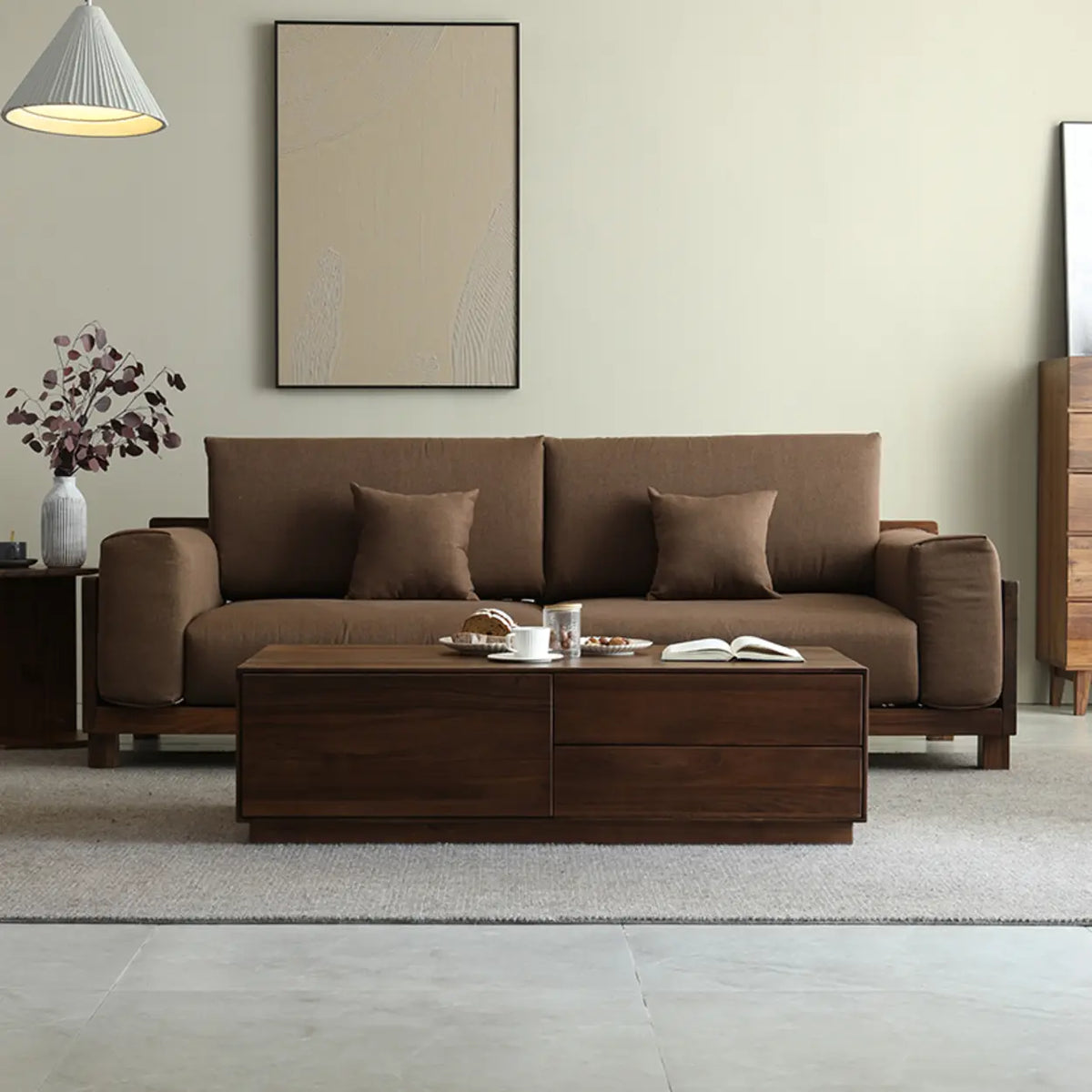 Traditional Solid Walnut Wood Rectangular Coffee Table