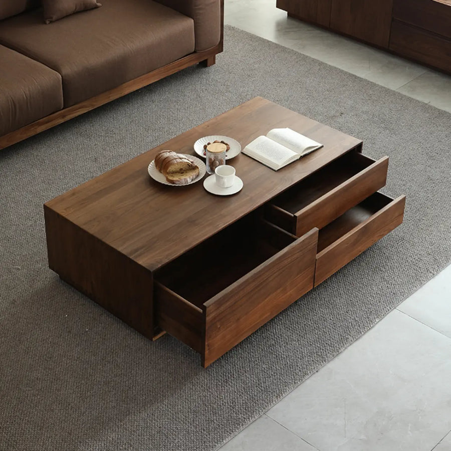 Traditional Solid Walnut Wood Rectangular Coffee Table