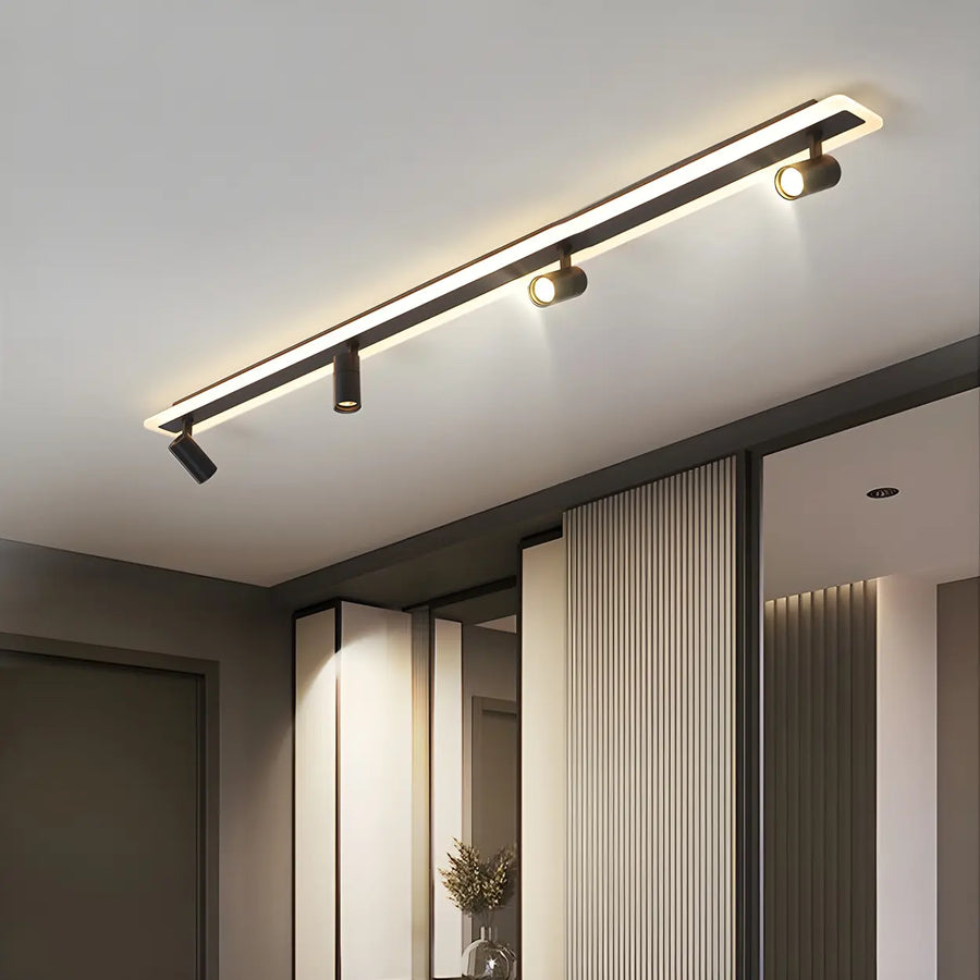 Trendy Large Black Track LED Flush Mount Light 4-Light