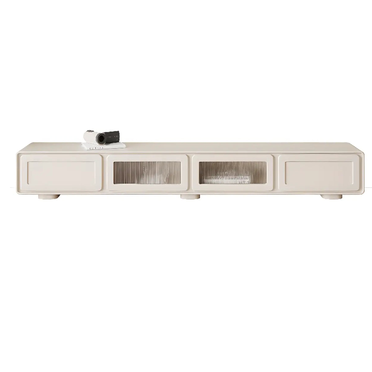 Trendy White Wood Drawers Cabinet Rectangle TV Stand