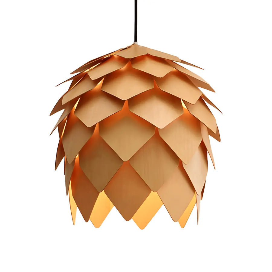 Unique Pinecone-Shaped Wood Color Pendant Light