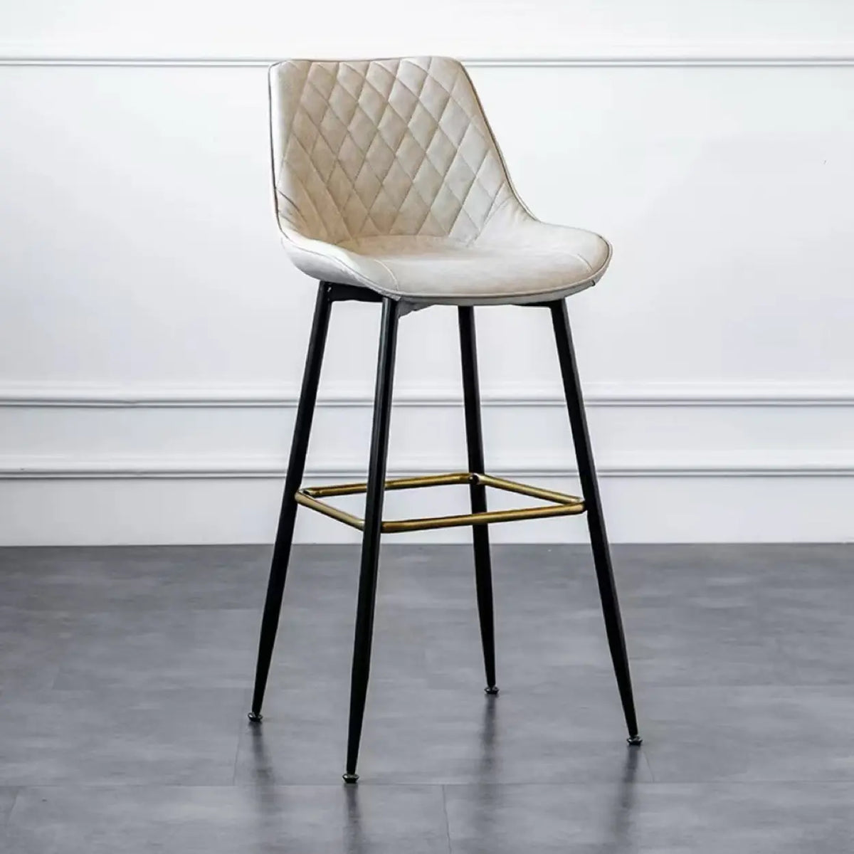 Upholstered Modern Back Bar Stool with Metal Legs Footrest