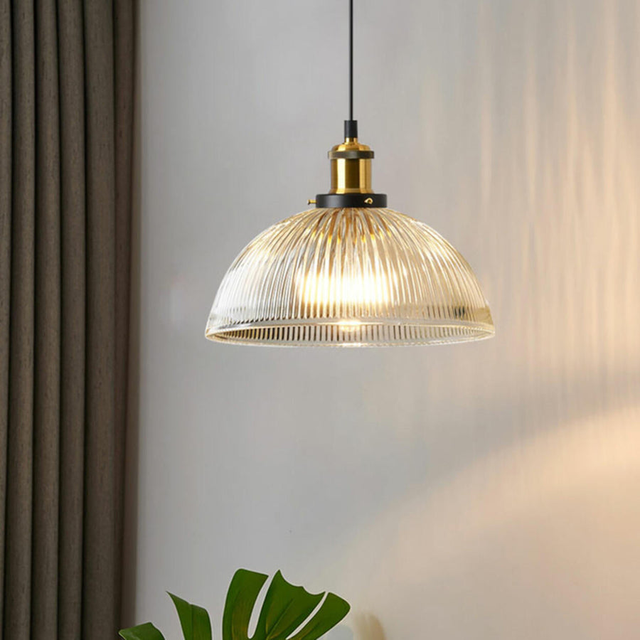 Vintage Classic Dome Ribbed Glass Pendant Lights