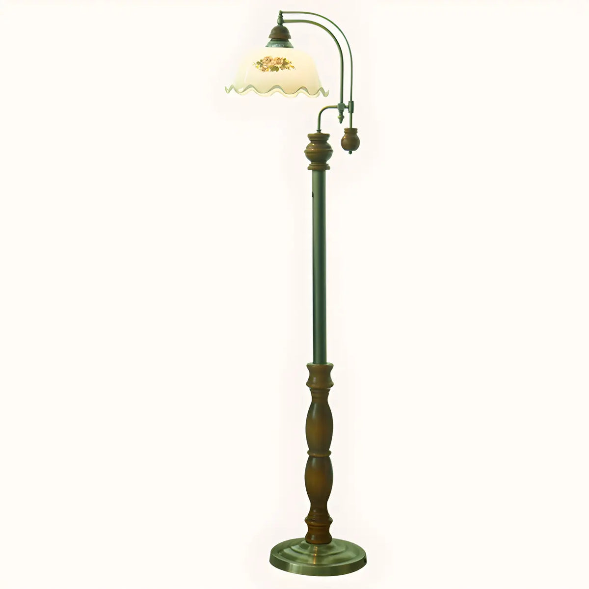 Vintage Dome Glass Shade Blue Metal LED Floor Lamp