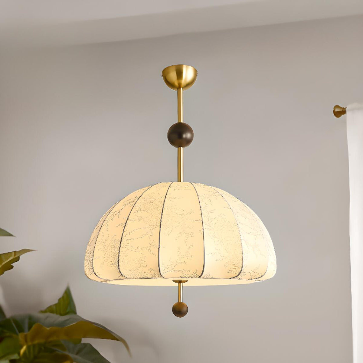 Vintage Floral Pattern Fabric Dome Pendant Light