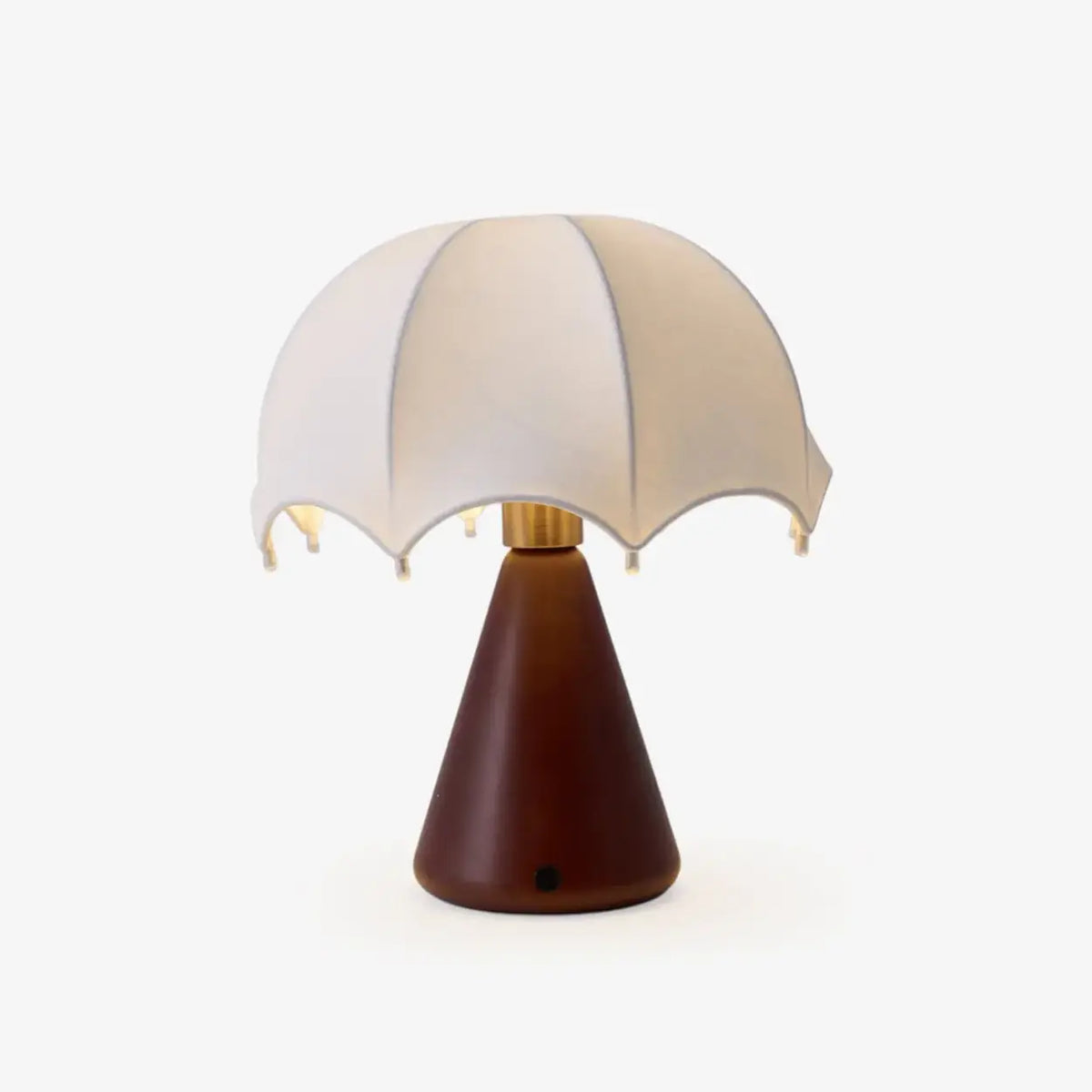 Vintage Silk Umbrella Wood Cone Integrated LED Table Lamp