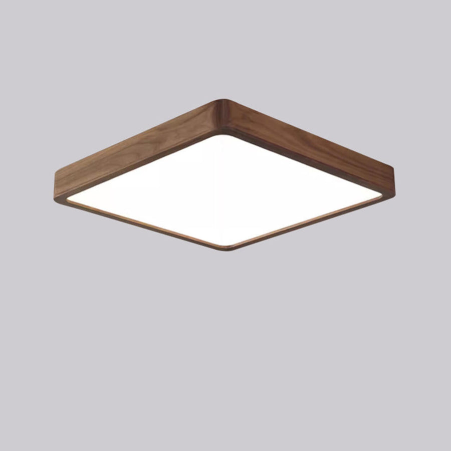 Walnut Wooden Square LED Flush Mount Ceiling Light