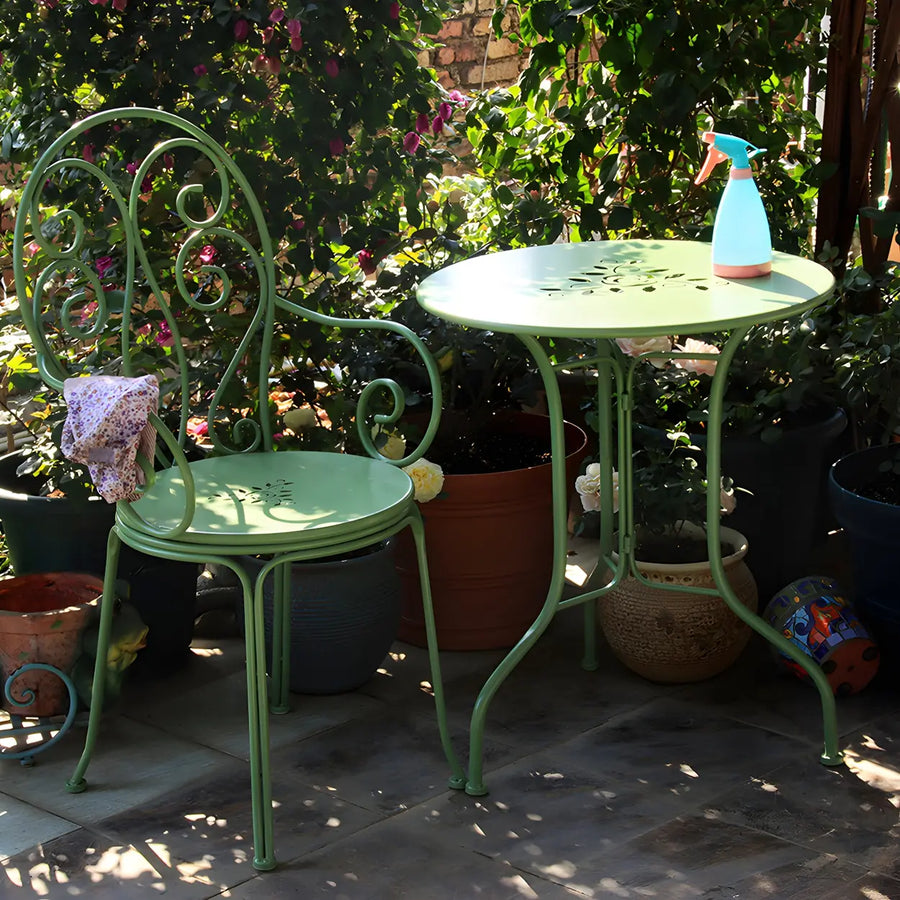 Weather Resistant Garden Round Metal Green Bistro Dining Set