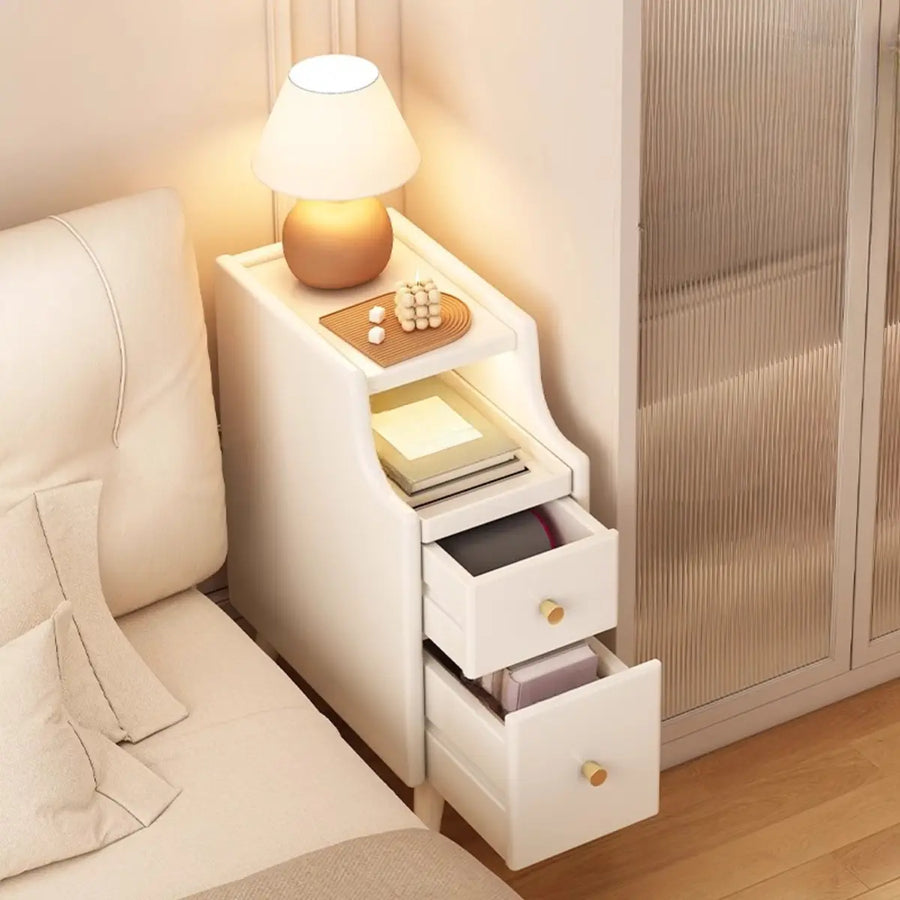 2 Shelves Wood Drawer Storage Nightstand with Legs