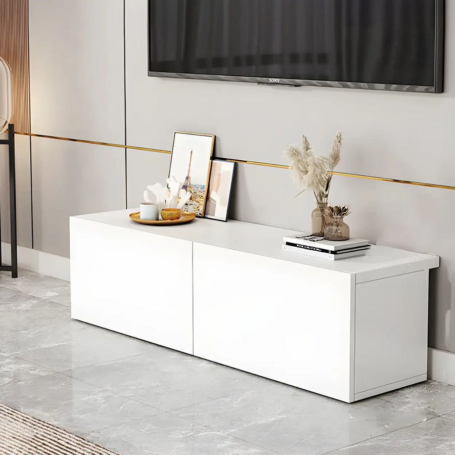 White Manufactured Wood Rectangular Cabinet TV Stand