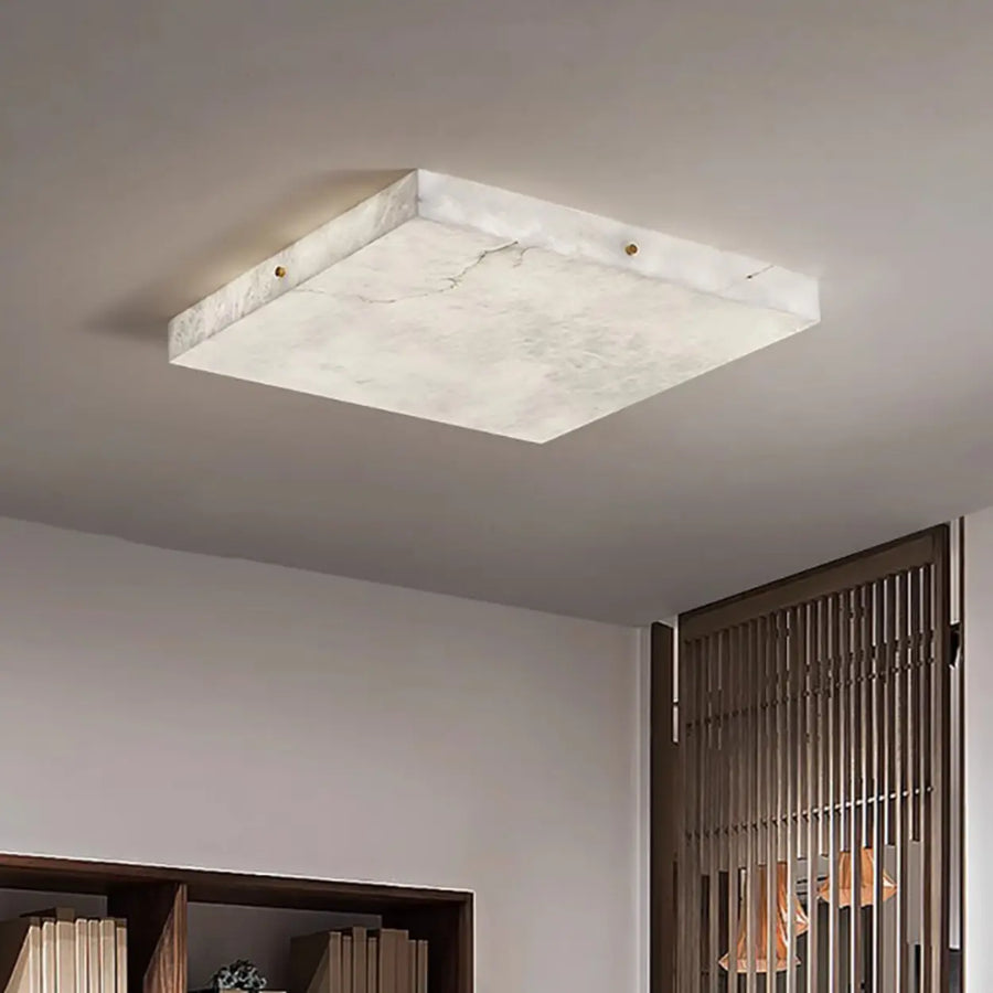 White Rectangular Alabaster LED Flush Mount Ceiling Light
