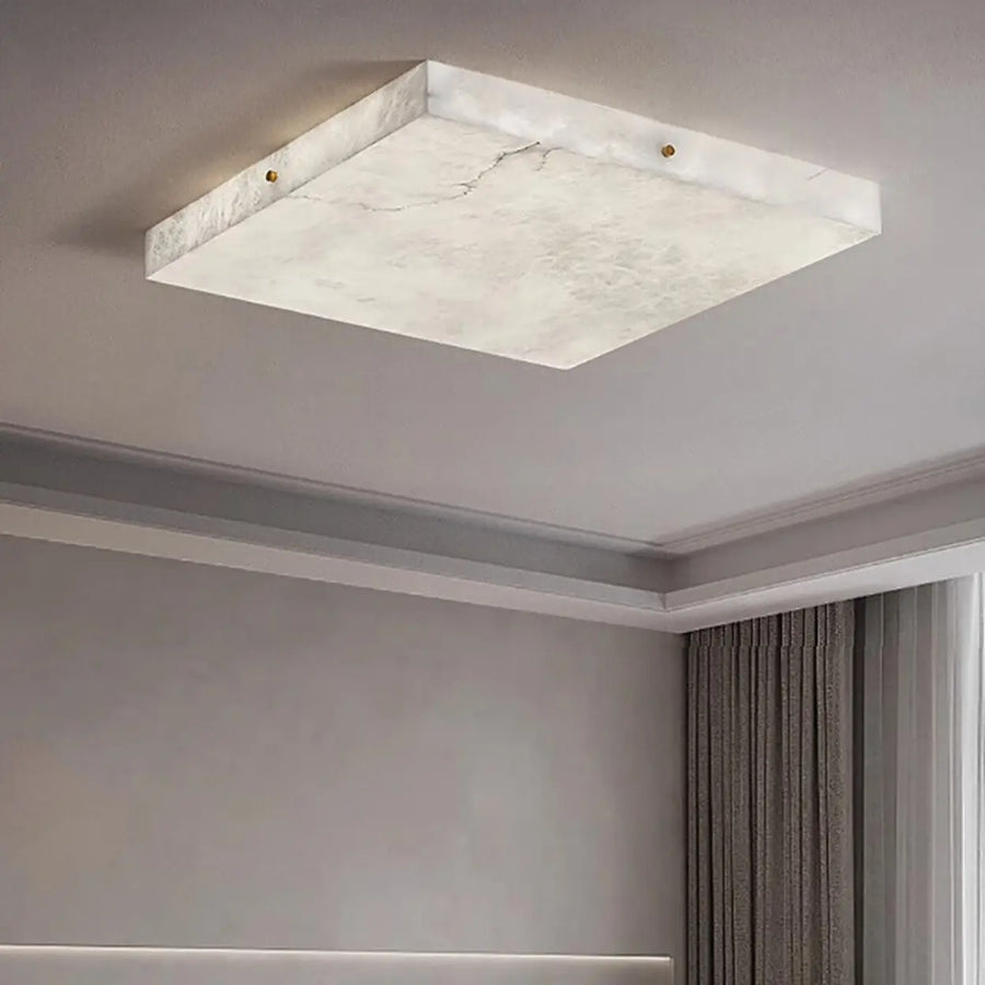 White Rectangular Alabaster LED Flush Mount Ceiling Light