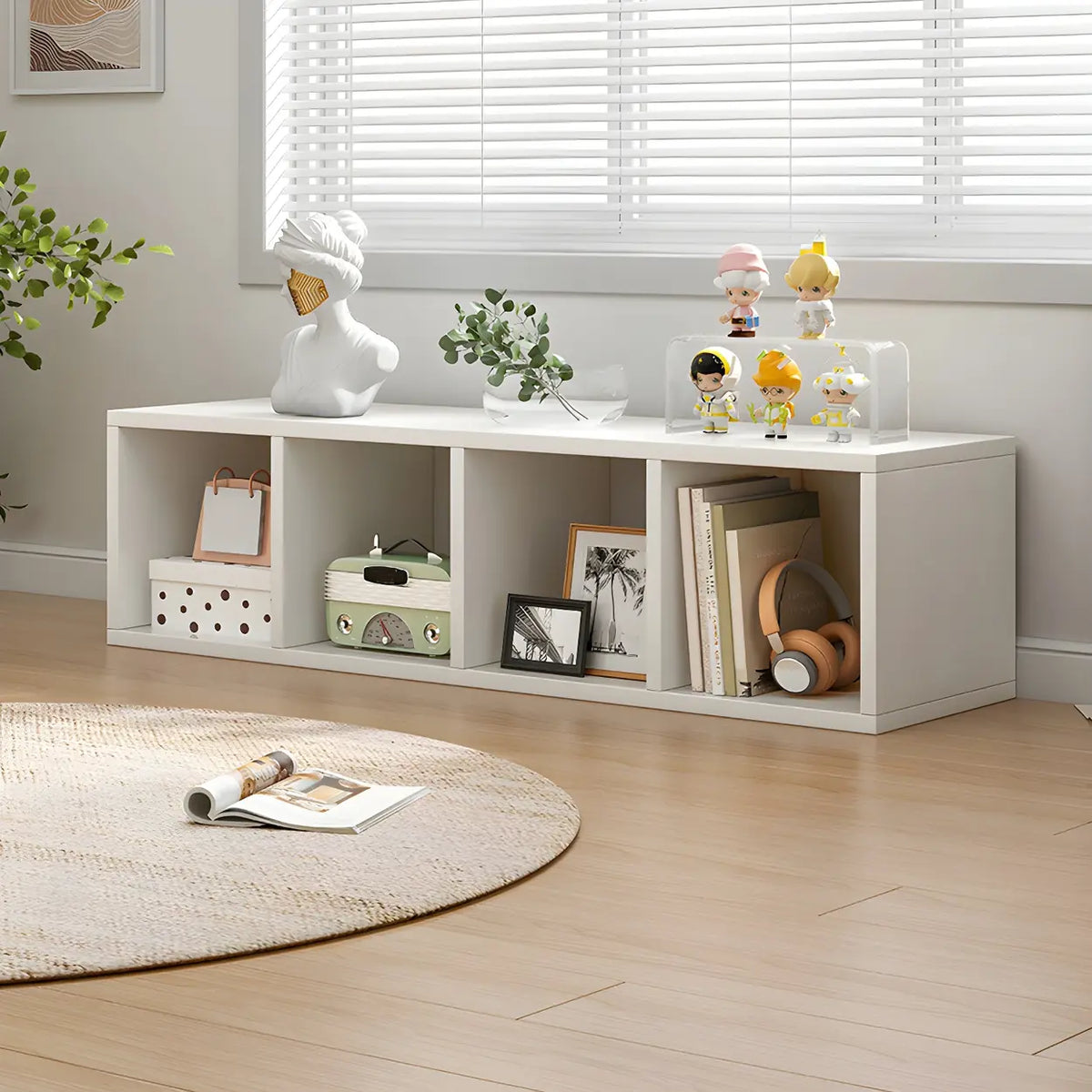 Wood Closed Back Horizontal Compact Storage Bookcase
