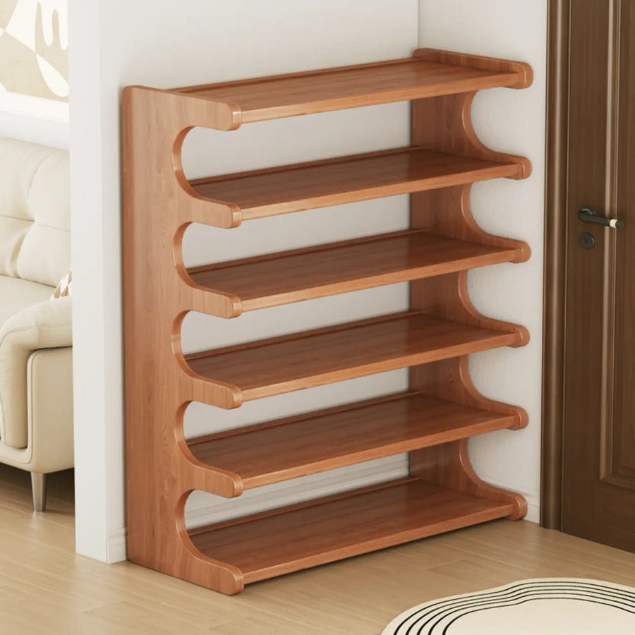 Open Storage Vertical Freestanding Brown Shoe Rack