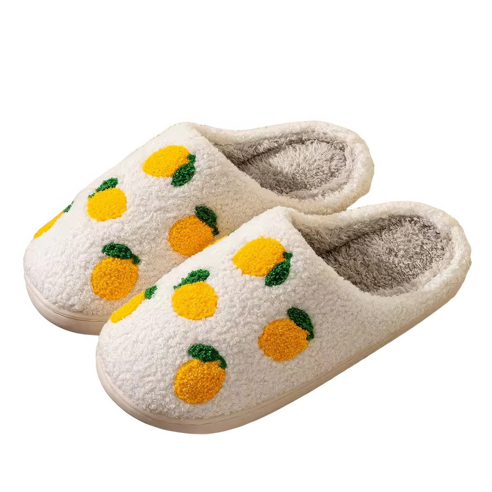 Yellow Lemons Soft Plush House Slippers