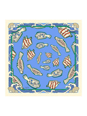 100% Mulberry Silk Fish Pattern Scarf - Size 90x90cm