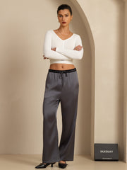 19Momme Silk Women’s  Drawstring Casual Pants With Deep Side Pockets