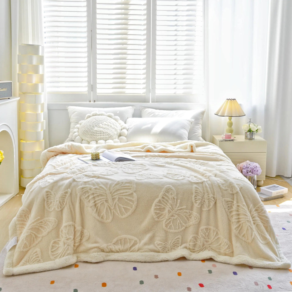 Sleepwyn Coral Butterfly Fleece Flannel Blanket