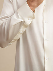 19Momme Silk Men's Long Sleeve Lapel Collar Classic Business Shirt