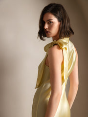 Clearance - 19Momme Silk Sleeveless Tie Neck Midi Dress