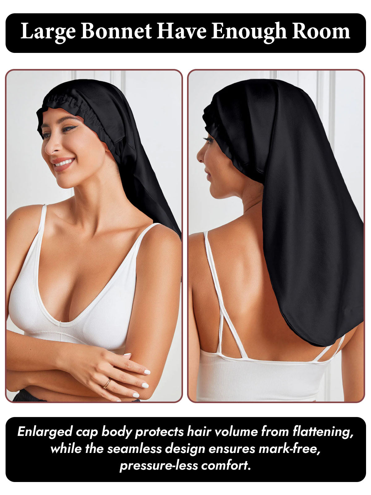 Elegant 100% Mulberry Silk Bonnet for Long Hair