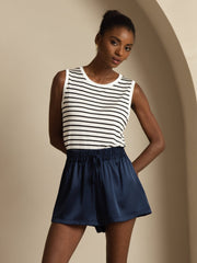 19Momme Silk Women’s High-Waist Elastic Drawstring Shorts With Pockets