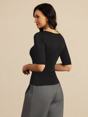 100% Mulberry Silk Women's Half Sleeve Scoop Neck Top