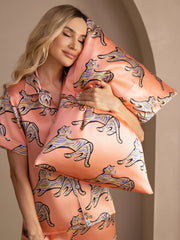 19 Momme Artistic Cat Printed 100% Mulberry Silk Pillowcase – Envelope Closure