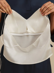 19Momme Silk Crop Top Spaghetti Strap V Neck Camisoles with Built-in Bra