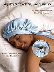 100% Mulberry Silk Elegant Bonnet with Long Ribbons