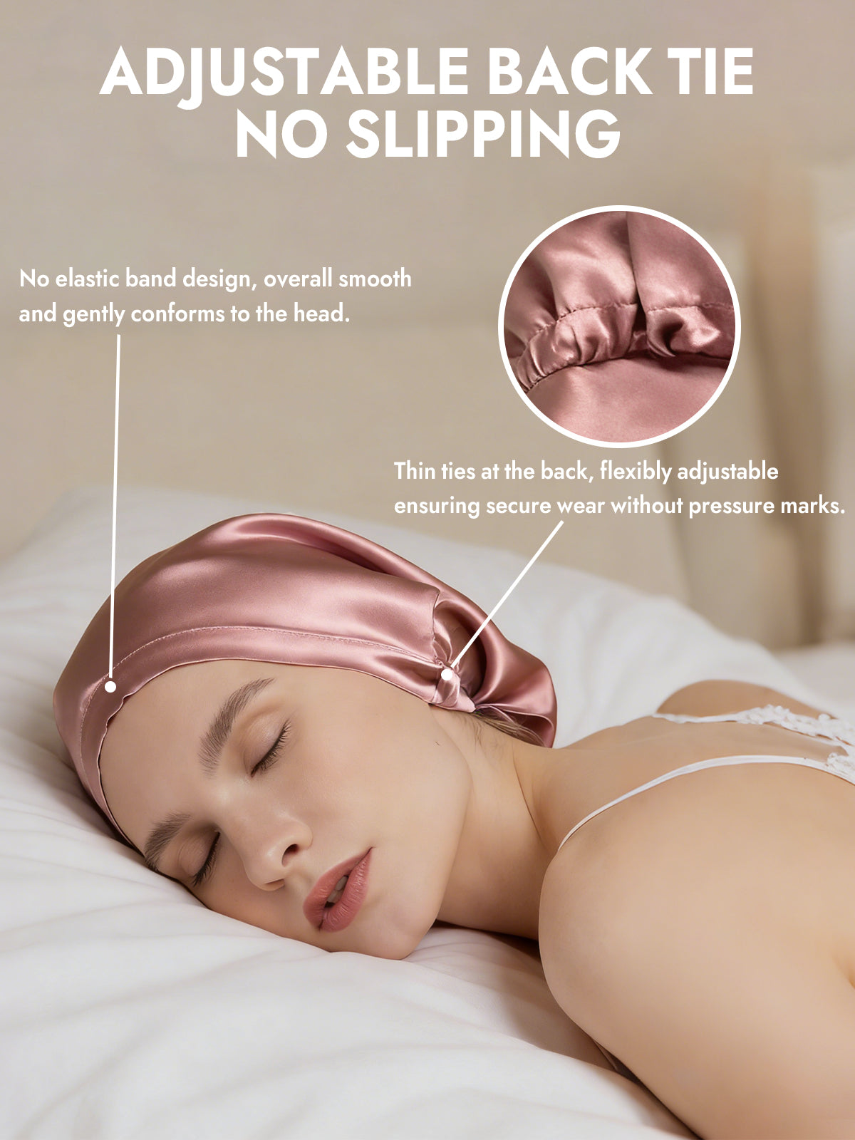 100% Mulberry Silk Elegant Bonnet for Long Hair