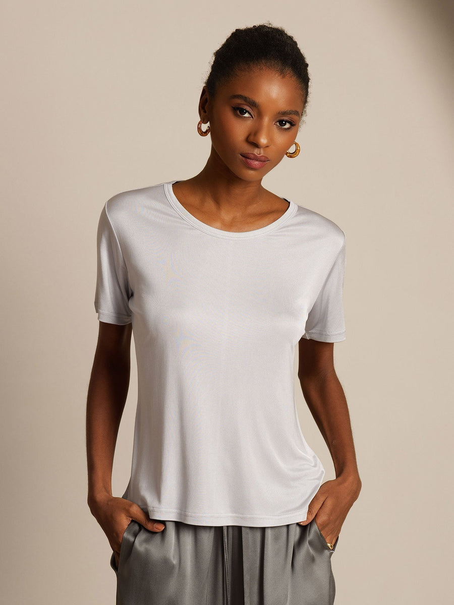100% Mulberry Silk Short Sleeve Women's T-Shirt