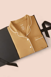 Long-Sleeved Women's Pajama Set in Ochre