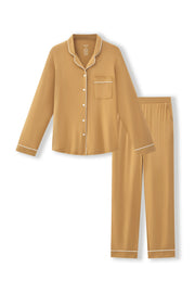 Long-Sleeved Women's Pajama Set in Ochre