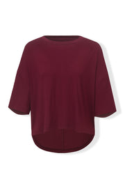 Women's Short Sleeve Boxy Tee in Burgundy