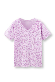 Women's Oversized V-Neck Tee in Thistle Leopard