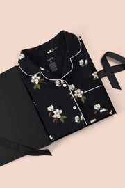 Women’s Short Sleeve Pajama Set in Big Midnight Magnolia
