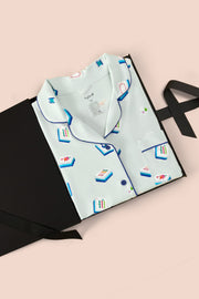 Long-Sleeved Women's Pajama Set in Dew Mahjong