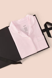 Women’s Short Sleeve Pajama Set in Sakura with Cloud Trim
